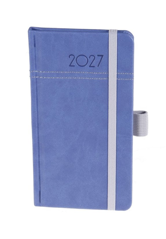 Týdenní kapesní diář A6 Blue modrý/šedá gumička