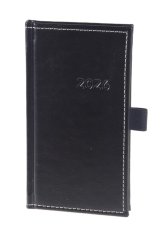 Týdenní kapesní diář A6 Erba černý/béžově obšitý
