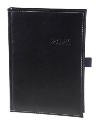 Týdenní diář A5 Erba černý/béžově obšitý