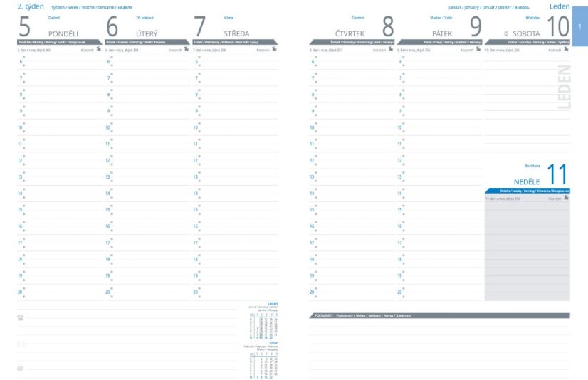 Týdenní diář A4 Eclissé/Diamant modrý